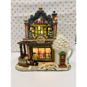 Holiday Time Village Collectibles Ceramic Light-Up Christmas Pub